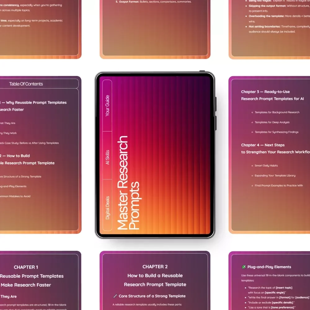 Master Research Prompts — Reusable Prompt Templates for Research | AI Research Guide | Digital Download for Faster, Smarter Workflows