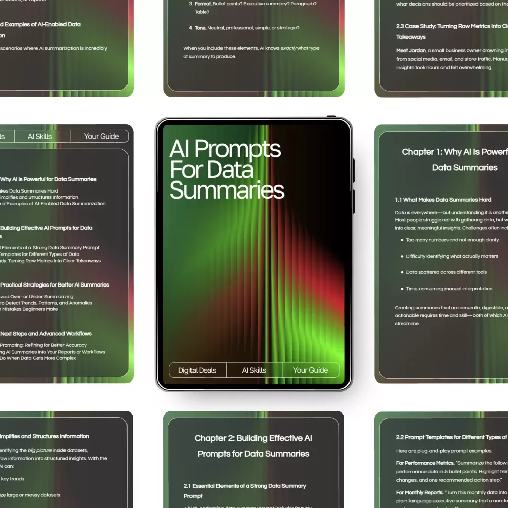 AI Prompts for Data Summaries – Digital Download Guide | Learn ai prompts for data summaries | Turn Complex Data Into Clear, Insightful Reports Easily