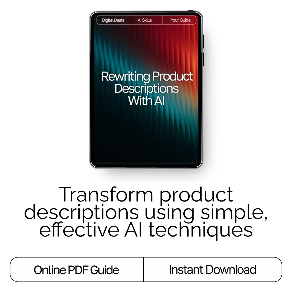 Rewriting Product Descriptions with AI – SEO-Boosting eBook, Copywriting Guide for Etsy Sellers, Product Listing Makeover Workbook, Digital Download for Small Business Owners