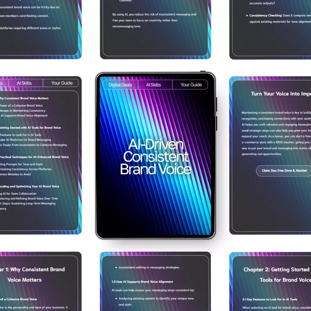 AI-Driven Consistent Brand Voice Guide – AI Help for Consistent Brand Voice, Digital Download eBook for Cohesive Messaging