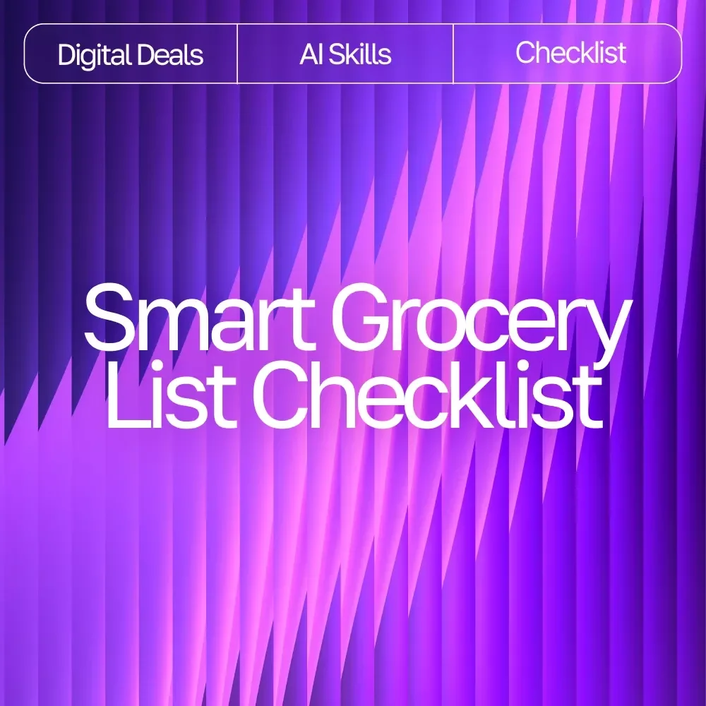Smart Grocery List Checklist – AI-Enhanced Meal Planning, grocery list suggestions for recipes with ai, Weekly Menu Planner & Digital Shopping Organizer for Easy, Stress-Free Cooking