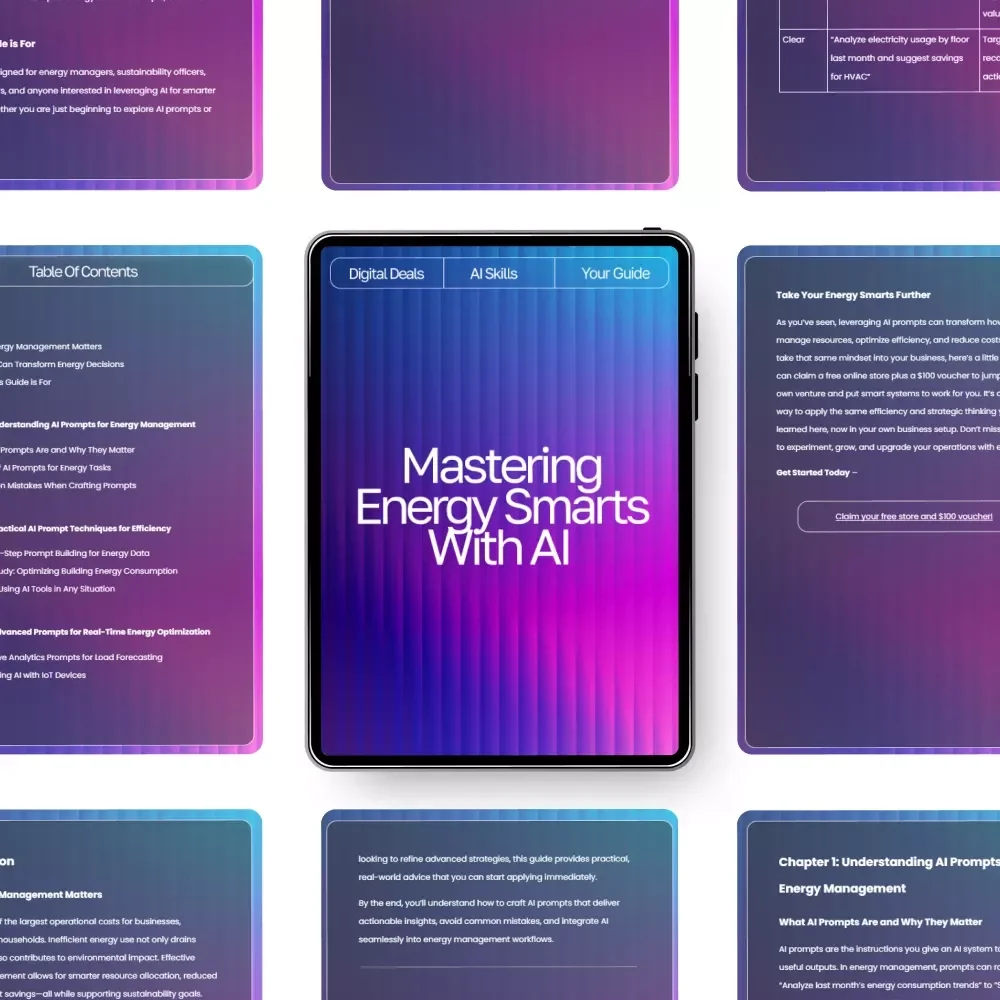 Mastering Energy Smarts with AI | Ultimate Guide for Efficiency, Sustainability, and Smart Decision-Making | ai prompts for energy management Workbook & Digital Download