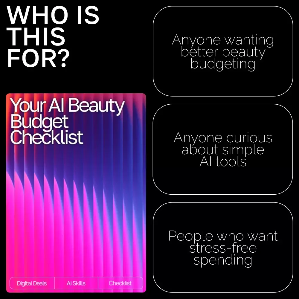 Your AI Beauty Budget Checklist | Smart Digital Download for Beauty Lovers | Expense Tracking, AI-Powered Planning & Savings Guide | ai app for managing beauty expenses