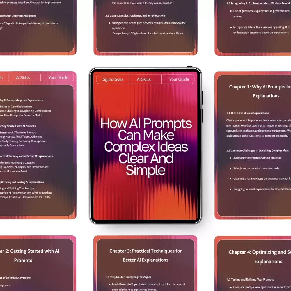 How AI Prompts Can Make Complex Ideas Clear and Simple – Digital Download Guide | Learn ai prompts for better explanations | Educational Resource for Writers, Teachers, and Learners