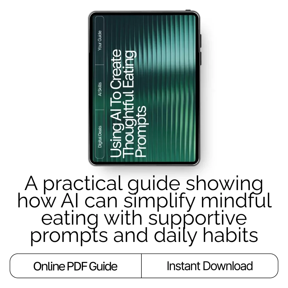 Using AI to Create Thoughtful Eating Prompts | Mindful Eating Prompts with AI | Digital Guide for Mindful Living & Healthy Habits