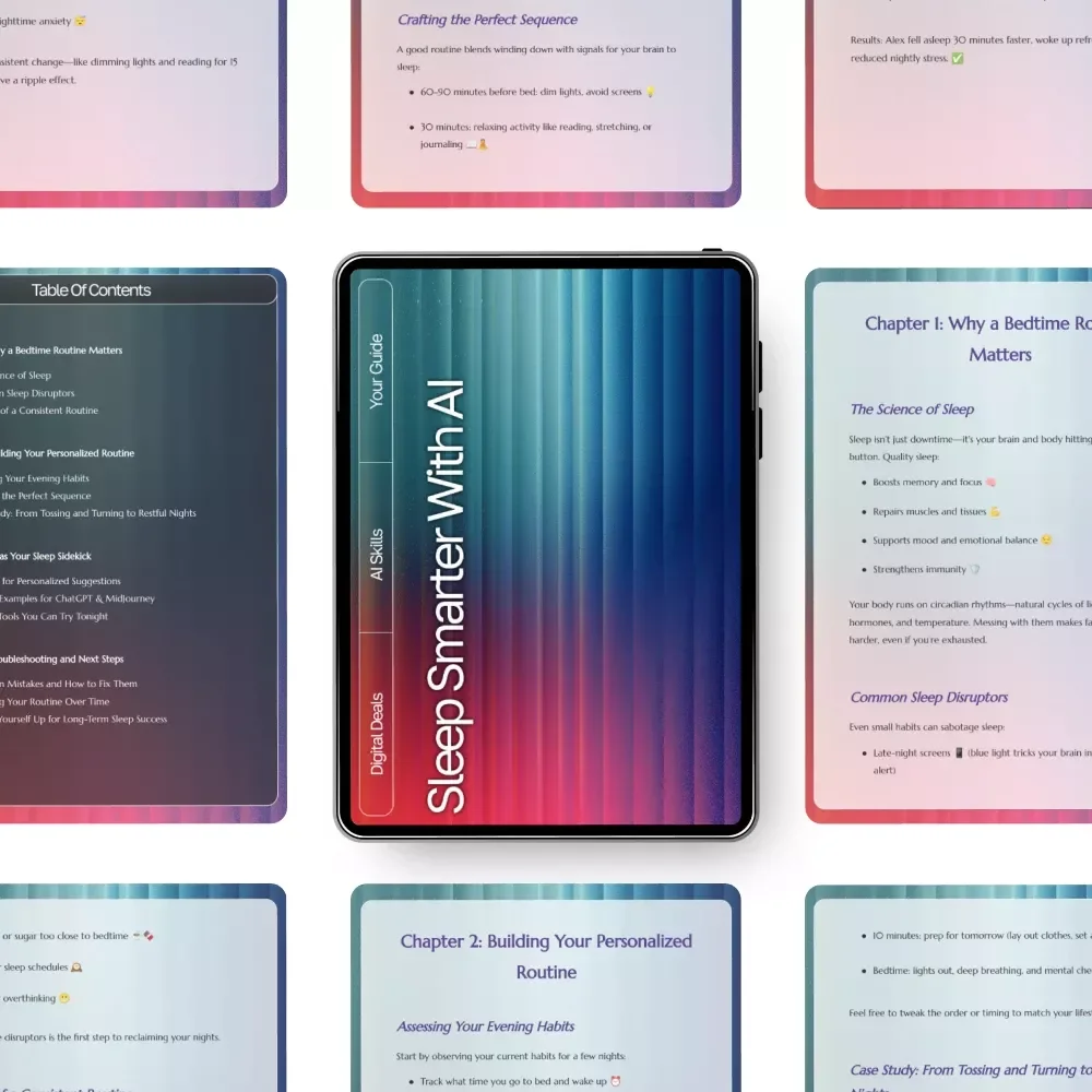 Sleep Smarter with AI – Bedtime Routine Guide for Better Rest | Digital Download for Personalized bedtime routine ai suggestions