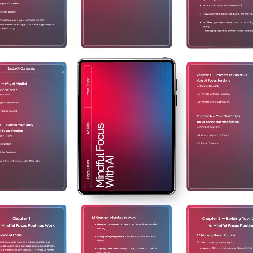 Mindful Focus with AI — Guide for ai mindful focus routines, Digital Download for Clarity, Calm Productivity & Daily Mindfulness