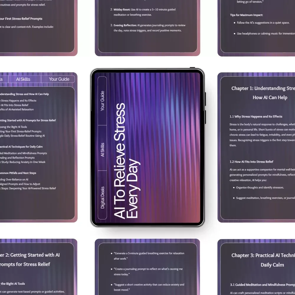 AI to Relieve Stress Every Day | AI Prompts for Stress Relief | Digital Guide for Calm, Focus, and Balance