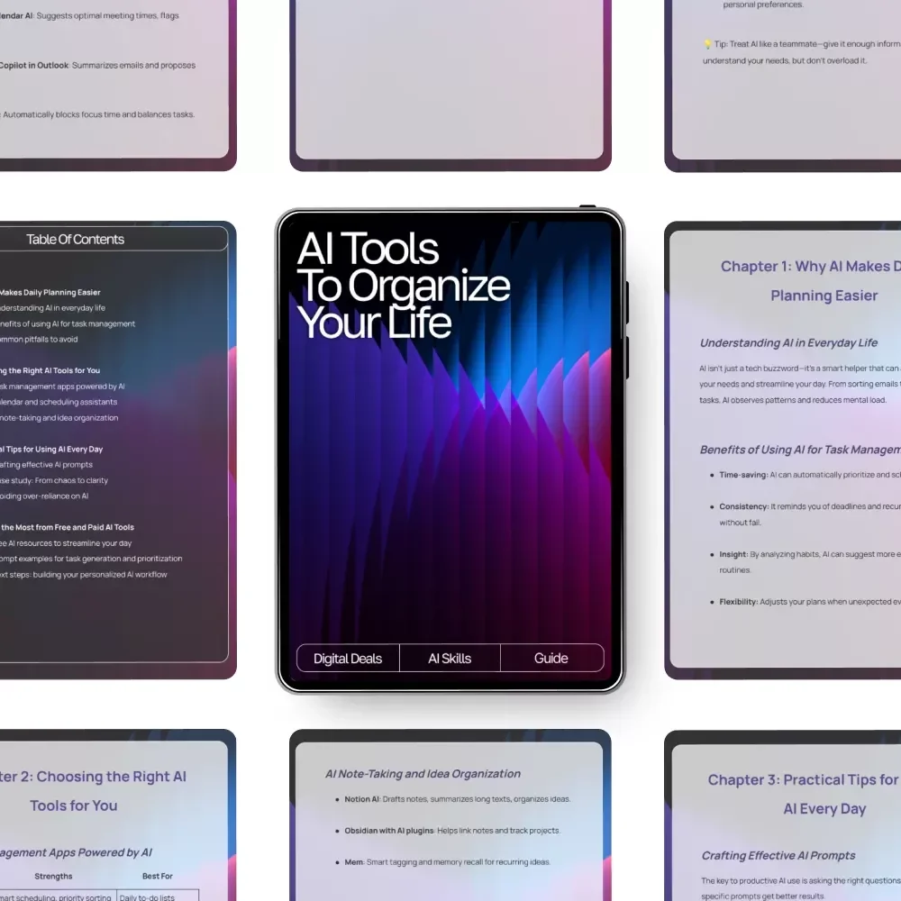 AI Tools to Organize Your Life Guide – Ultimate Daily Planner Companion, Digital Download for Productivity, Time Management, and ai tools for planning daily tasks
