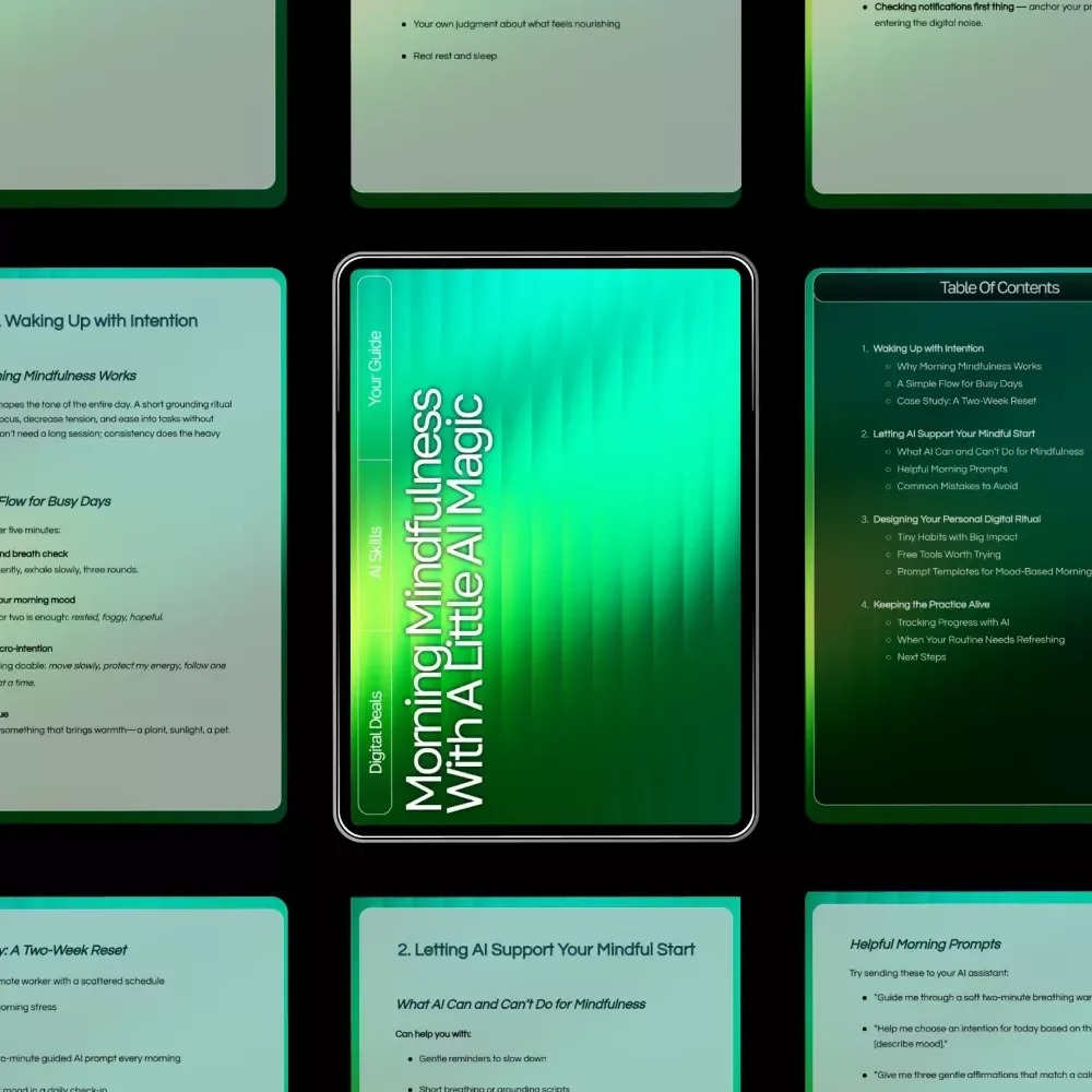 Morning Mindfulness with a Little AI Magic | Mindful Morning Routine Guide | AI-Powered Wellness eBook | Digital Download for Intentional Living & Stress-Free Starts