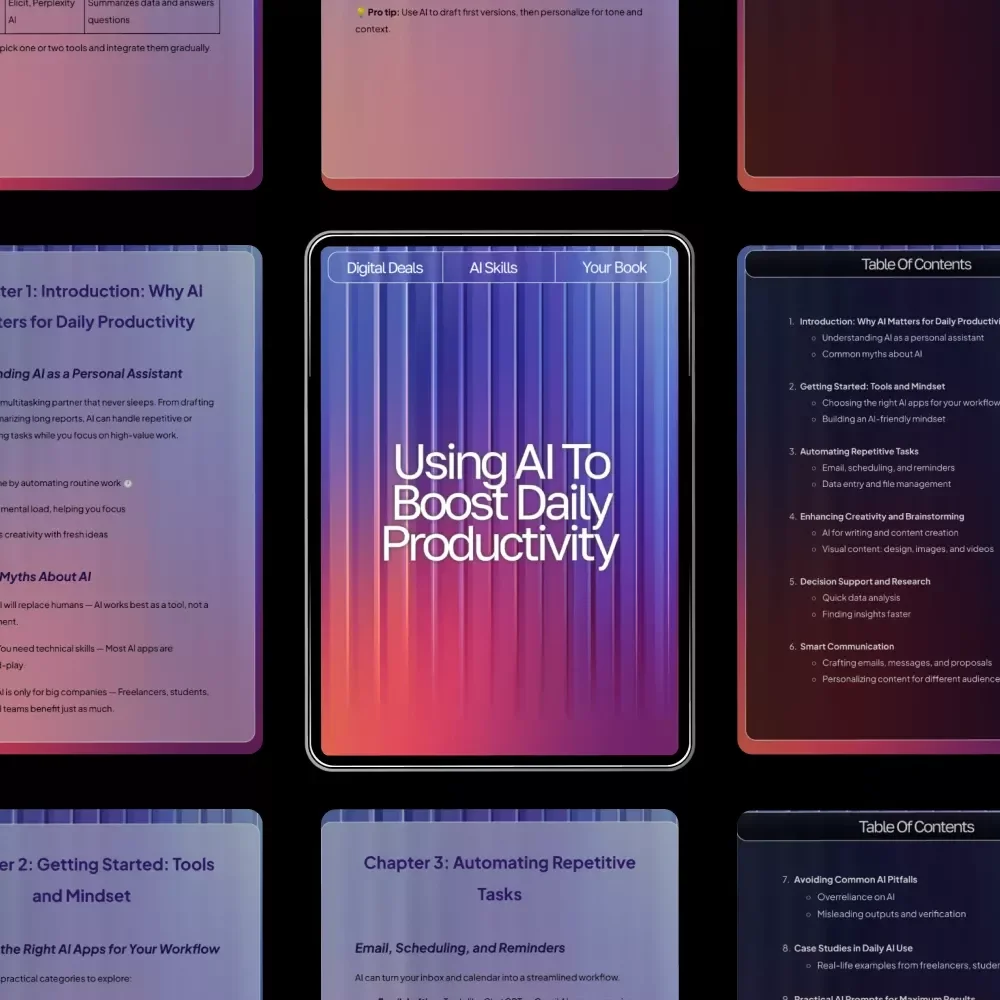Using AI to Boost Daily Productivity – Digital Download | AI Productivity Guide, eBook & Checklist for Workflow Automation, Creativity, and Time Management
