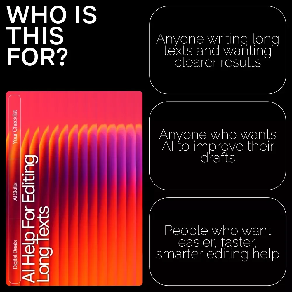 AI Help for Editing Long Texts | Editable Checklist for Writers, Bloggers & Students | Digital Download Writing Aid