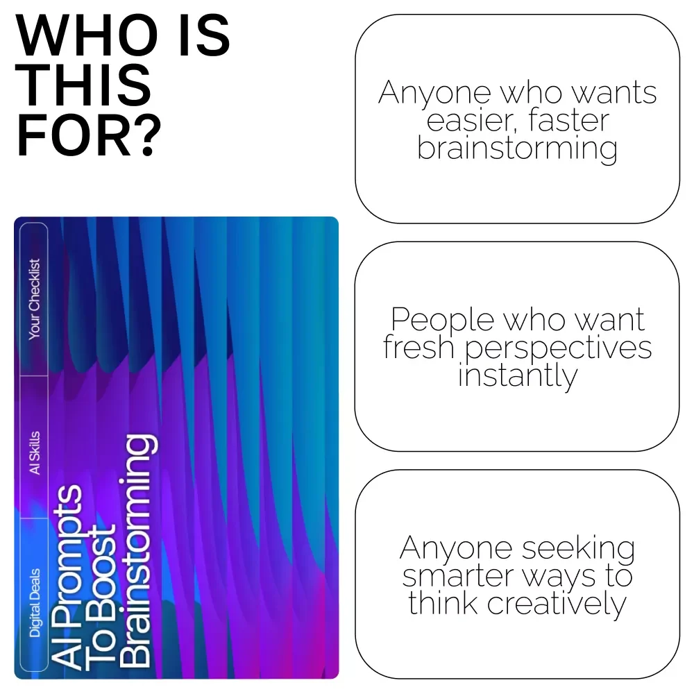 AI Prompts to Boost Brainstorming – Creative Idea Generator | Digital Download | Brainstorming Prompts Guide for Entrepreneurs, Writers, Coaches, and Creatives