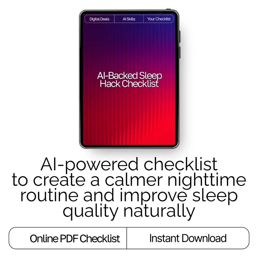 AI-Backed Sleep Hack Checklist | Digital Sleep Aid | Bedtime Routine Booster for Better Rest | Instant Download | ai tips for falling asleep faster