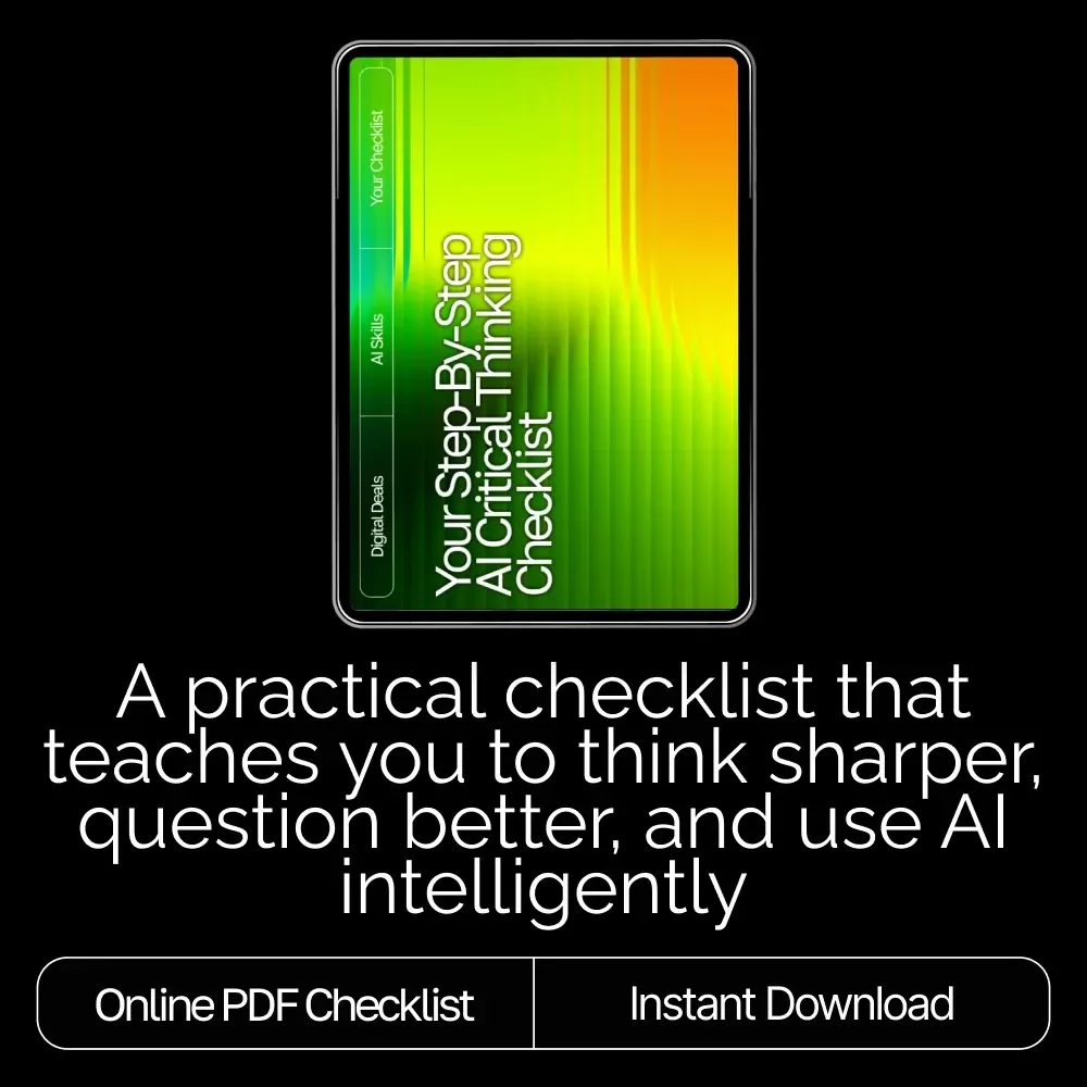 Your Step-by-Step AI Critical Thinking Checklist – Digital Download | Boost Reasoning Skills, AI-Ready Thinking Guide | how to build critical thinking with ai tools