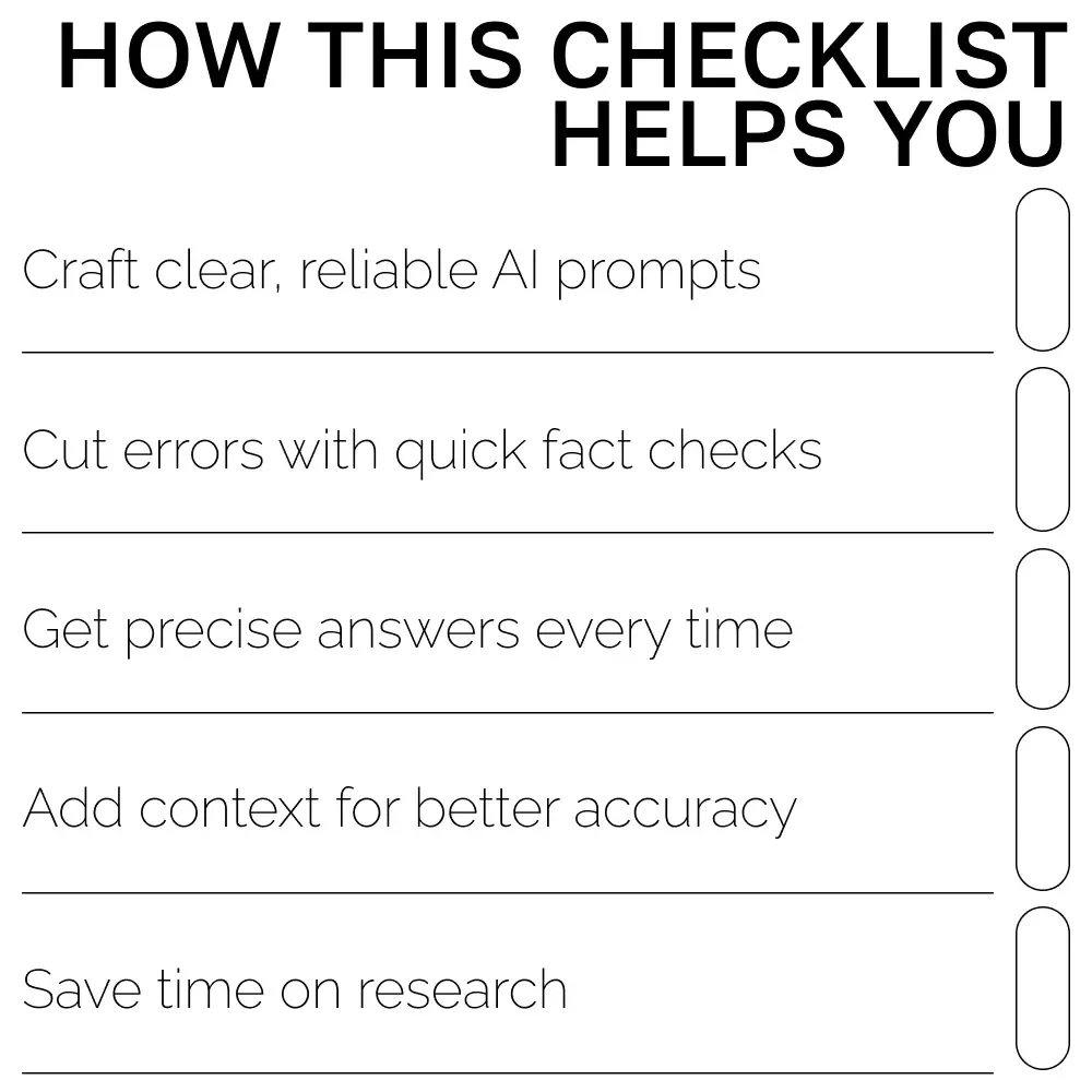 Fact-Perfect Prompts Made Simple | AI Prompts for Accurate Facts | Digital Checklist for Reliable Research and Information