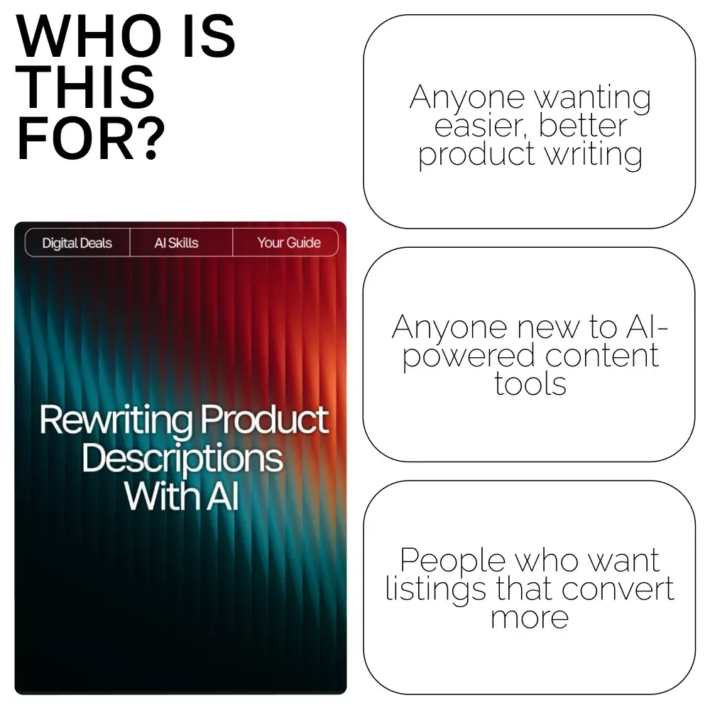 Rewriting Product Descriptions with AI – SEO-Boosting eBook, Copywriting Guide for Etsy Sellers, Product Listing Makeover Workbook, Digital Download for Small Business Owners