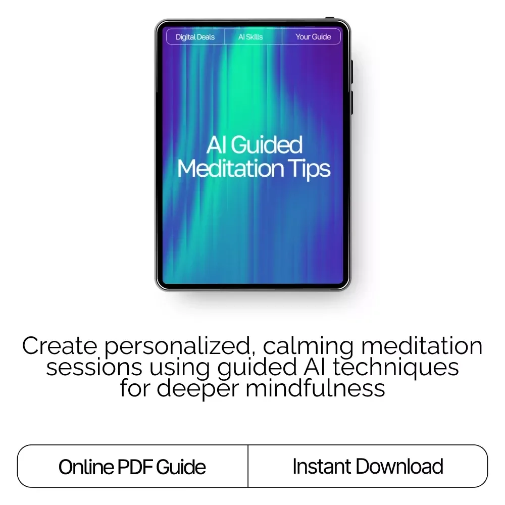 AI Guided Meditation Tips | Digital Guide for Mindful Beginners & Creators | AI-Guided Meditation Suggestions | Personalized Wellness Prompt Book