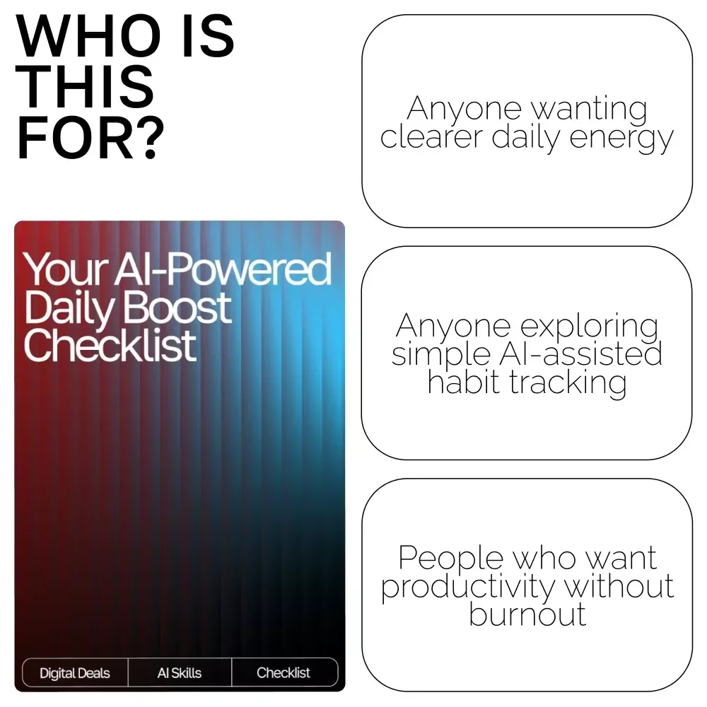 Your AI-Powered Daily Boost Checklist | Digital Energy Tracker, Productivity Planner, AI Wellness Tool, Daily Routine Optimizer Printable & Guide