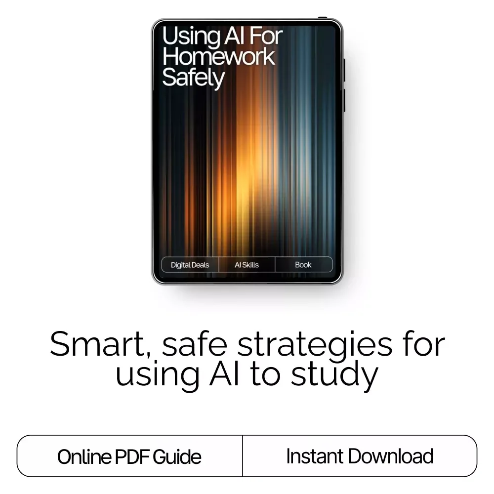 Using AI for Homework Safely – Digital Download Guide for Students, AI Study Help, Homework Support eBook, Academic Success Toolkit