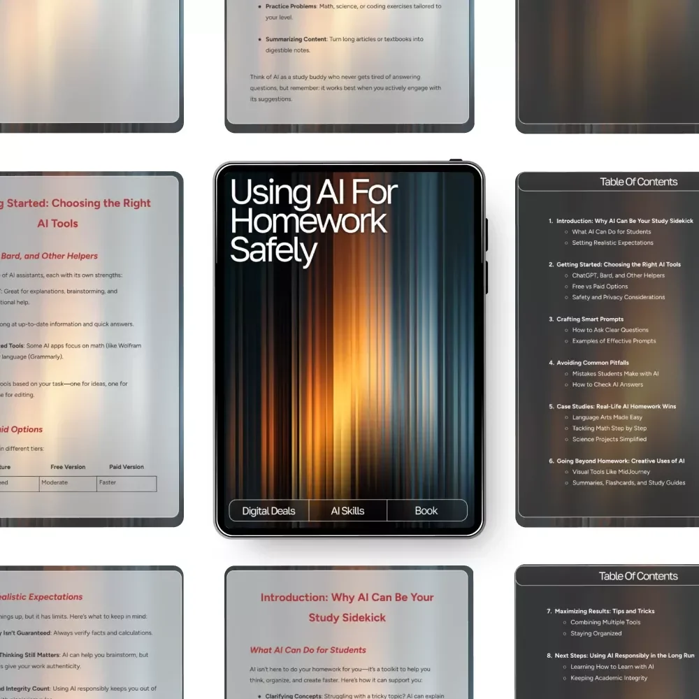 Using AI for Homework Safely – Digital Download Guide for Students, AI Study Help, Homework Support eBook, Academic Success Toolkit