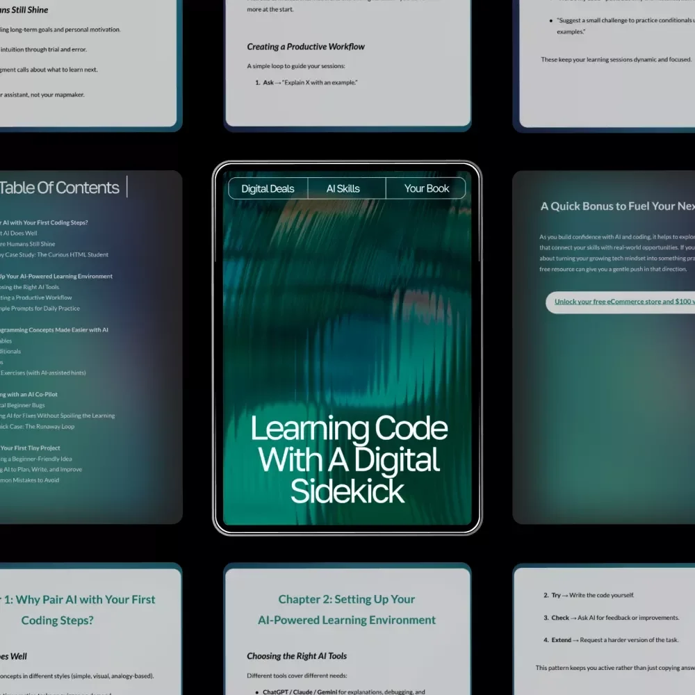 Learning Code with a Digital Sidekick | Beginner-Friendly eBook for Learning Programming Basics with AI | how to use ai to learn programming basics Guide for New Coders