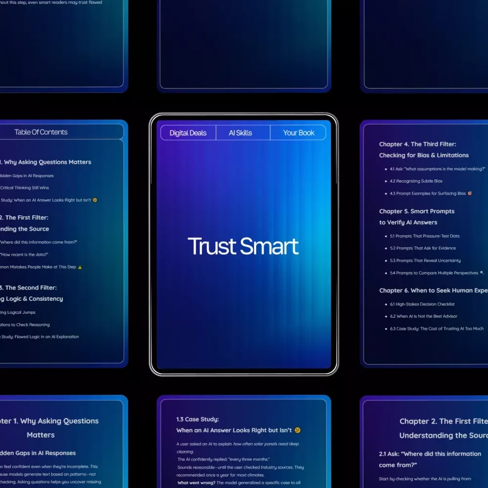 Trust Smart | Ebook Guide for Smarter AI Use | what to ask before trusting ai answers | Critical Thinking Prompts & Safety Checks for Evaluating AI Responses
