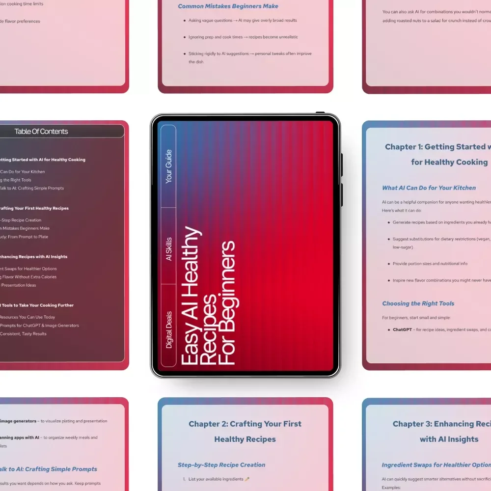 Easy AI Healthy Recipes for Beginners | Healthy Recipe AI Suggestions for Beginners | Printable Guide, Digital Download, eBook, Cooking Checklist