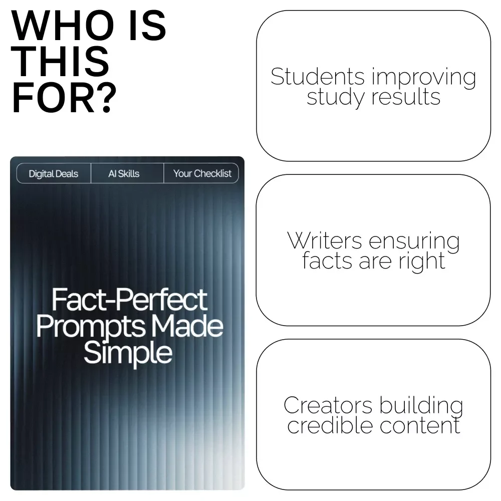 Fact-Perfect Prompts Made Simple | AI Prompts for Accurate Facts | Digital Checklist for Reliable Research and Information
