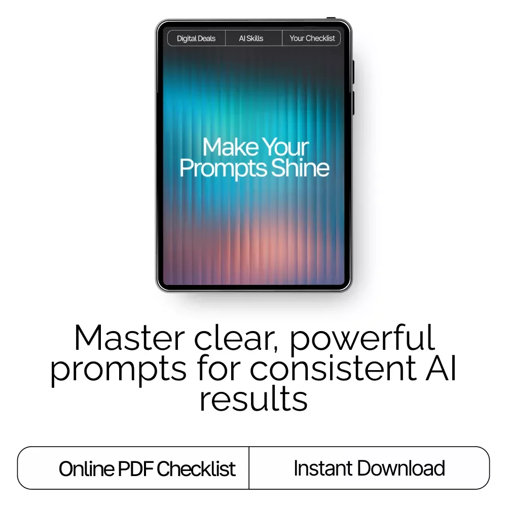 Make Your Prompts Shine – Ultimate Prompting Checklist for AI Success | Digital Download, Prompt Craft Guide, AI Writing Tool, Productivity Printable