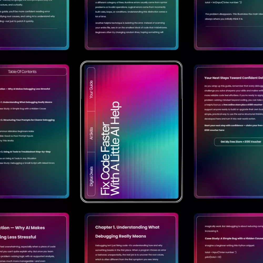 Fix Code Faster with a Little AI Help — Debugging Guide for Beginners | Learn how to use ai to debug simple code | Step-by-Step Prompting Tips & Troubleshooting System (Digital Download)