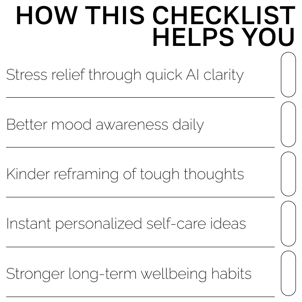 The AI-Powered Mental Wellbeing Boost Checklist | Digital Download for Self-Care, Mood Clarity & Daily Wellness Support | ways to boost mental wellbeing with ai