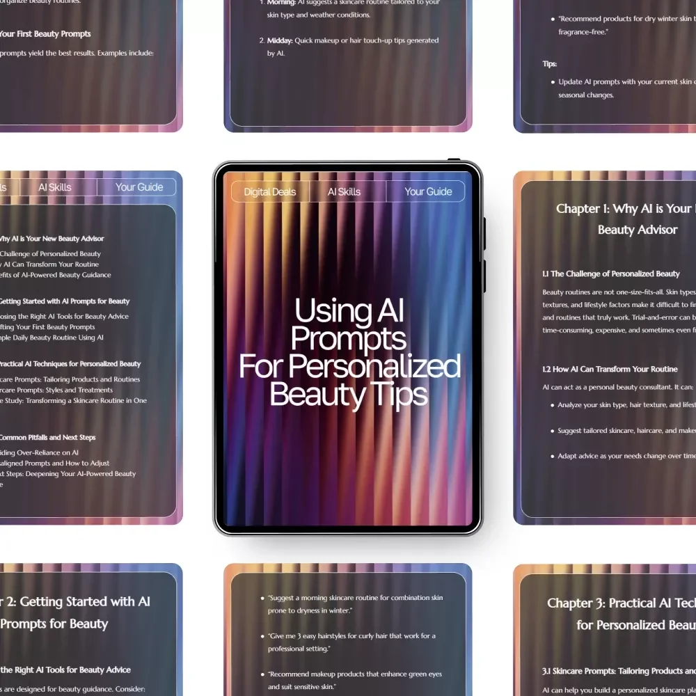 Using AI Prompts for Personalized Beauty Tips | AI Prompts for Personalized Beauty Tips | Digital Guide for Custom Skincare, Haircare, and Self-Care Routines