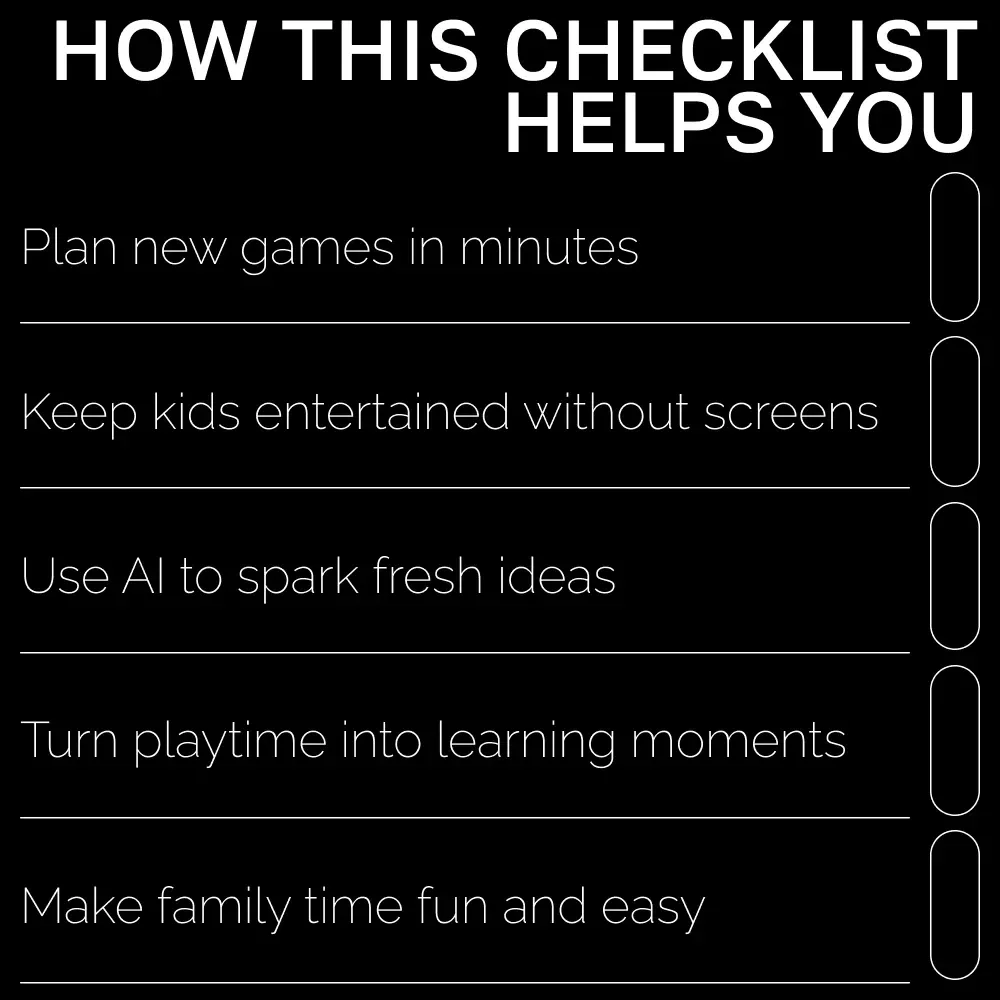 AI Prompts for Fun Indoor Games for Kids | Creative Family Activities | Digital Checklist with AI Prompts for Fun Indoor Games for Kids