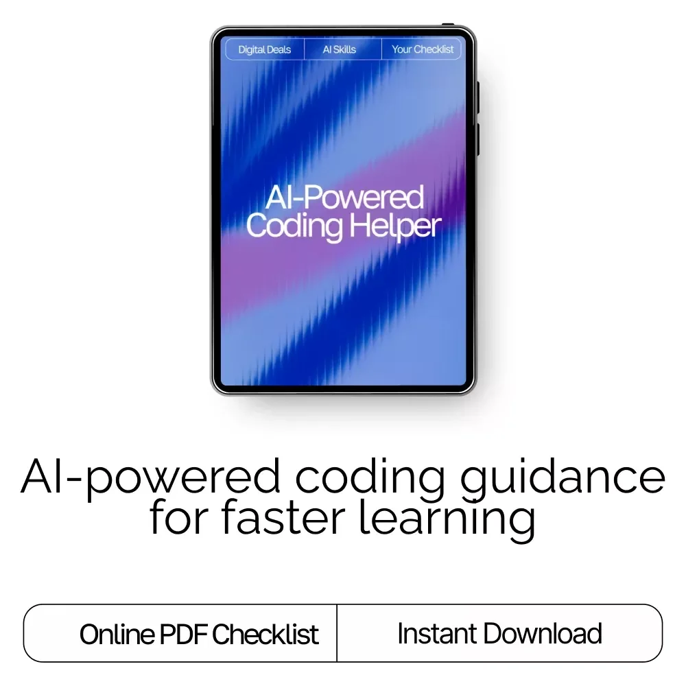 AI-Powered Coding Helper – Step-by-Step Digital Guide, eBook & Checklist for Programmers, Debugging, Python, JavaScript, HTML & CSS