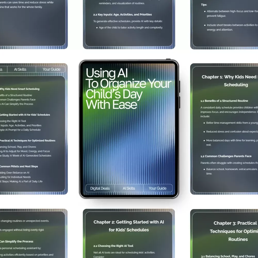 Using AI to Organize Your Child’s Day with Ease – Practical Parenting Guide | Smart Routine Planner | Digital Download for Busy Families | Learn How to Use an AI Tool for Kids’ Schedule Planning