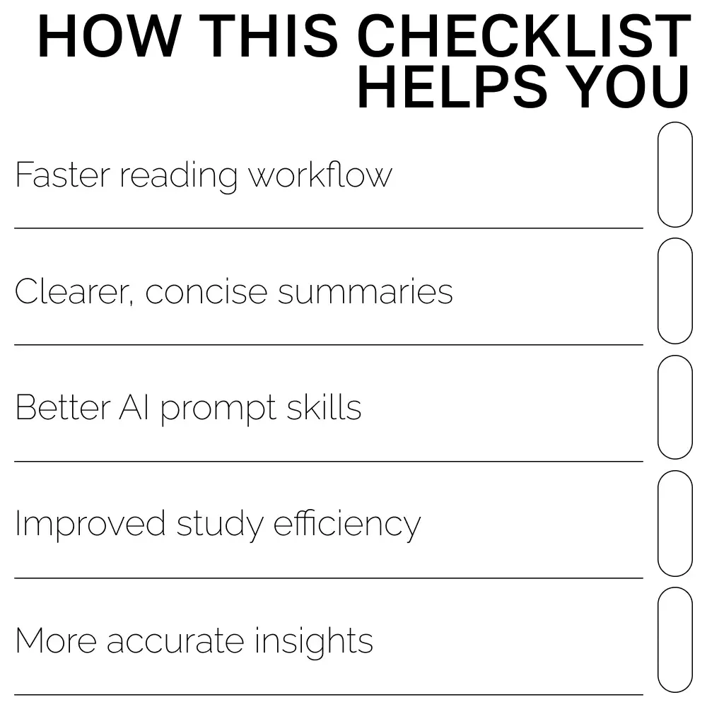 AI-Powered Paper Summarizer | Printable Checklist for Students & Researchers | How to Use AI to Summarize Long Papers | Academic Productivity Tool