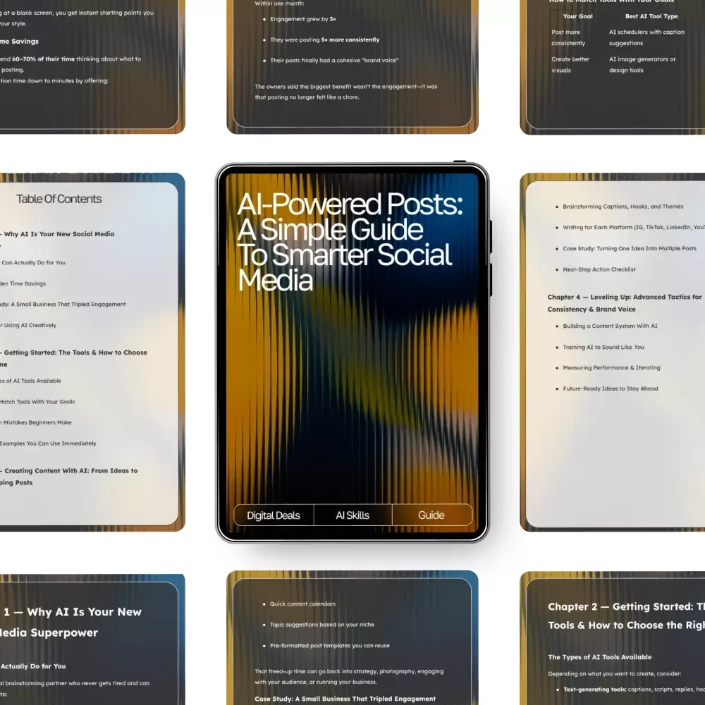 AI-Powered Posts: A Simple Guide to Smarter Social Media | Digital Download Guide for Creators, Business Owners & Marketers | how to use ai for social media posts SEO Workbook