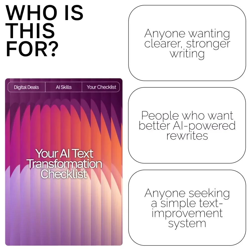 Your AI Text Transformation Checklist | Editable Digital Download for Writers, Marketers & Creators | ai prompts for rewriting text clearly | Instant PDF Checklist