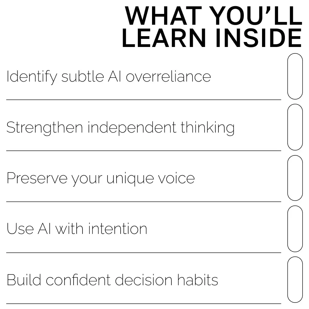 Avoid Relying Too Much on AI – Ebook for Creators & Professionals | Digital Guide on how to avoid over-relying on ai suggestions | Productivity Worksheet-Style eBook