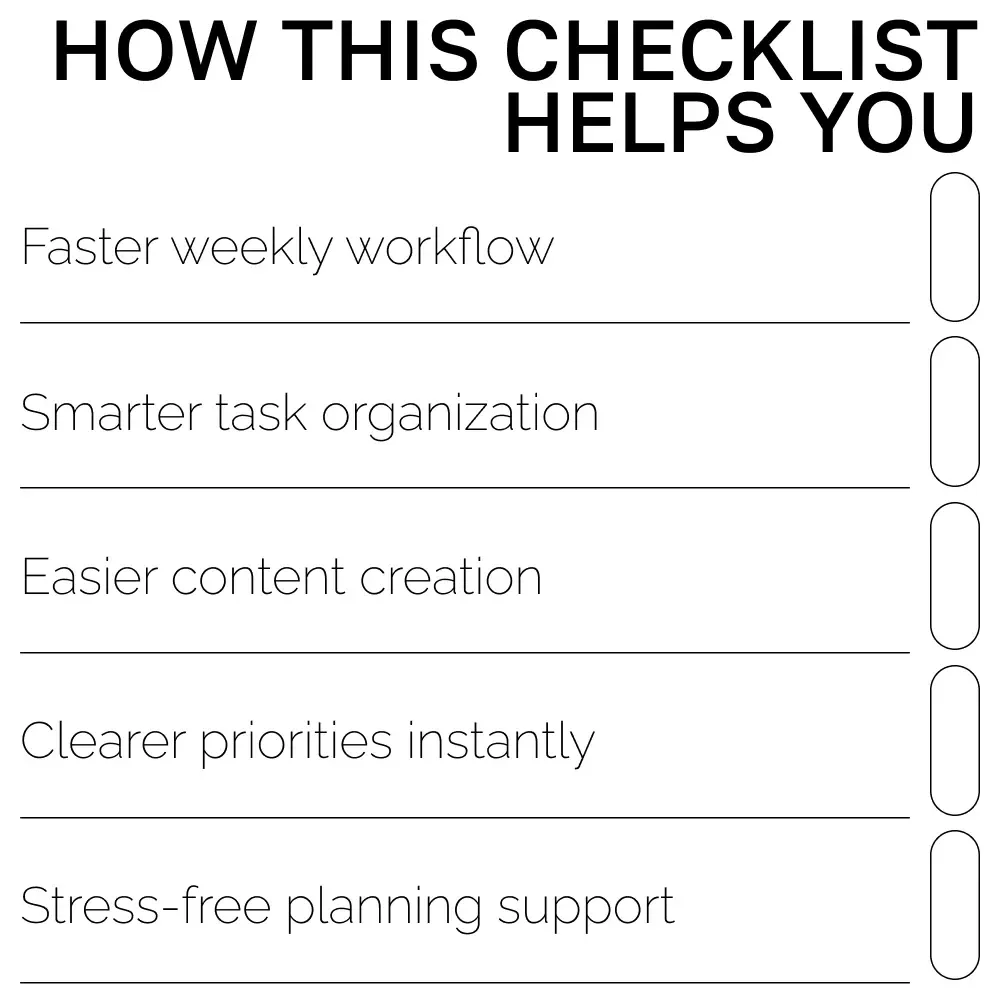 AI Shortcuts for Weekly Tasks | Productivity Checklist for Faster Workflows, Time-Saving Routines, and Smarter Weekly Planning