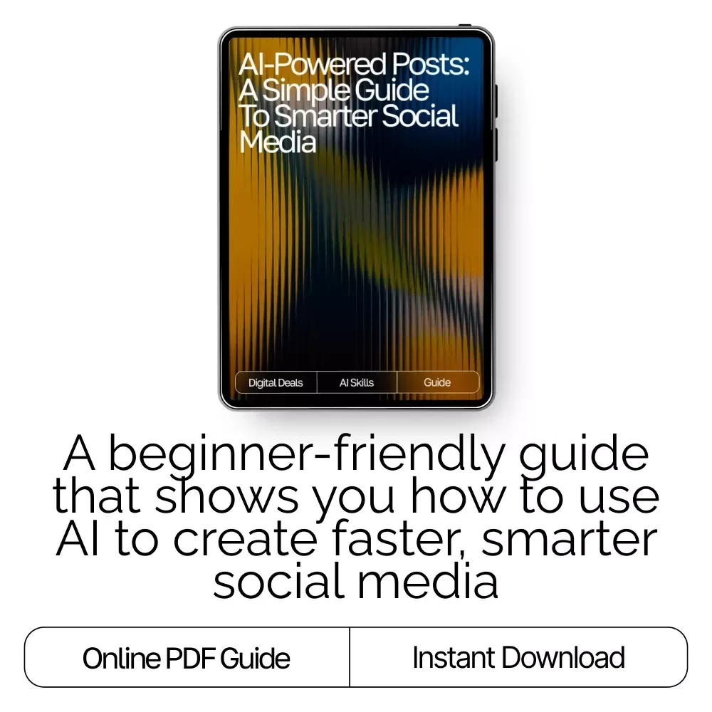 AI-Powered Posts: A Simple Guide to Smarter Social Media | Digital Download Guide for Creators, Business Owners & Marketers | how to use ai for social media posts SEO Workbook