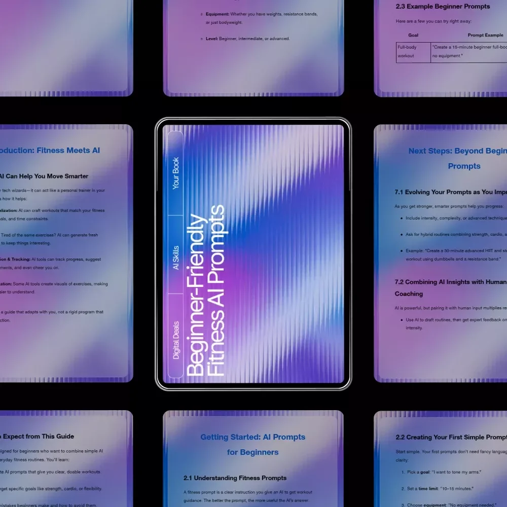 Beginner-Friendly Fitness AI Prompts | Editable Wellness eBook for Beginners | AI Prompts for Workout Planning | Digital Download for Easy, Smart Exercise (ai prompts for beginner-friendly fitness exercises)