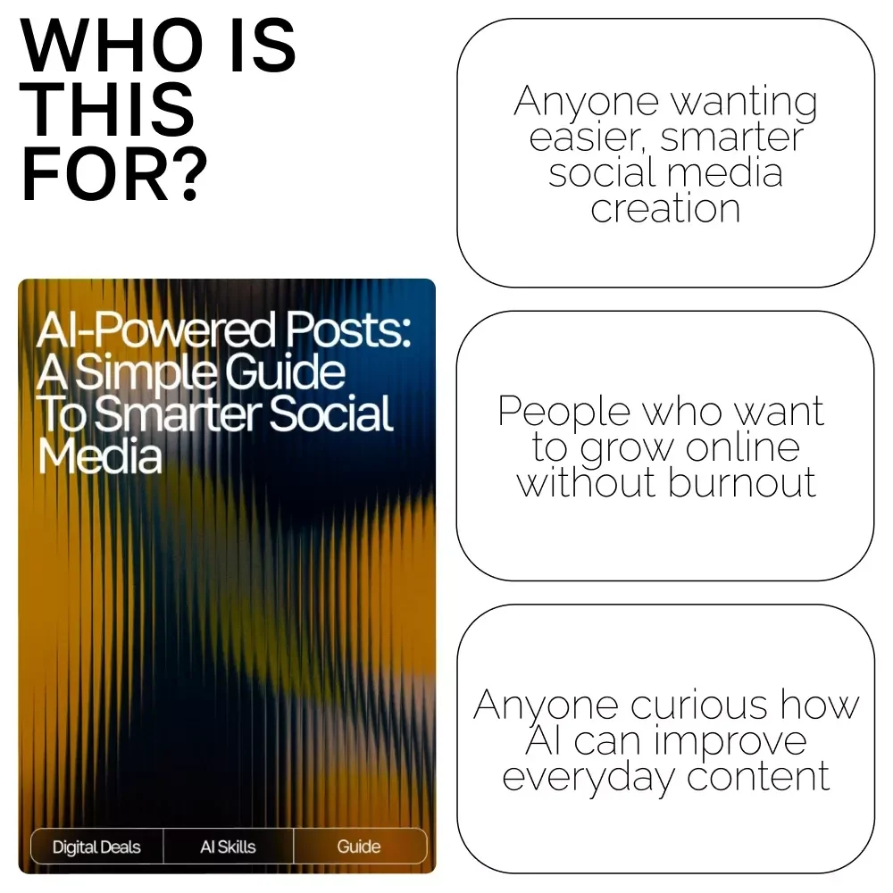 AI-Powered Posts: A Simple Guide to Smarter Social Media | Digital Download Guide for Creators, Business Owners & Marketers | how to use ai for social media posts SEO Workbook
