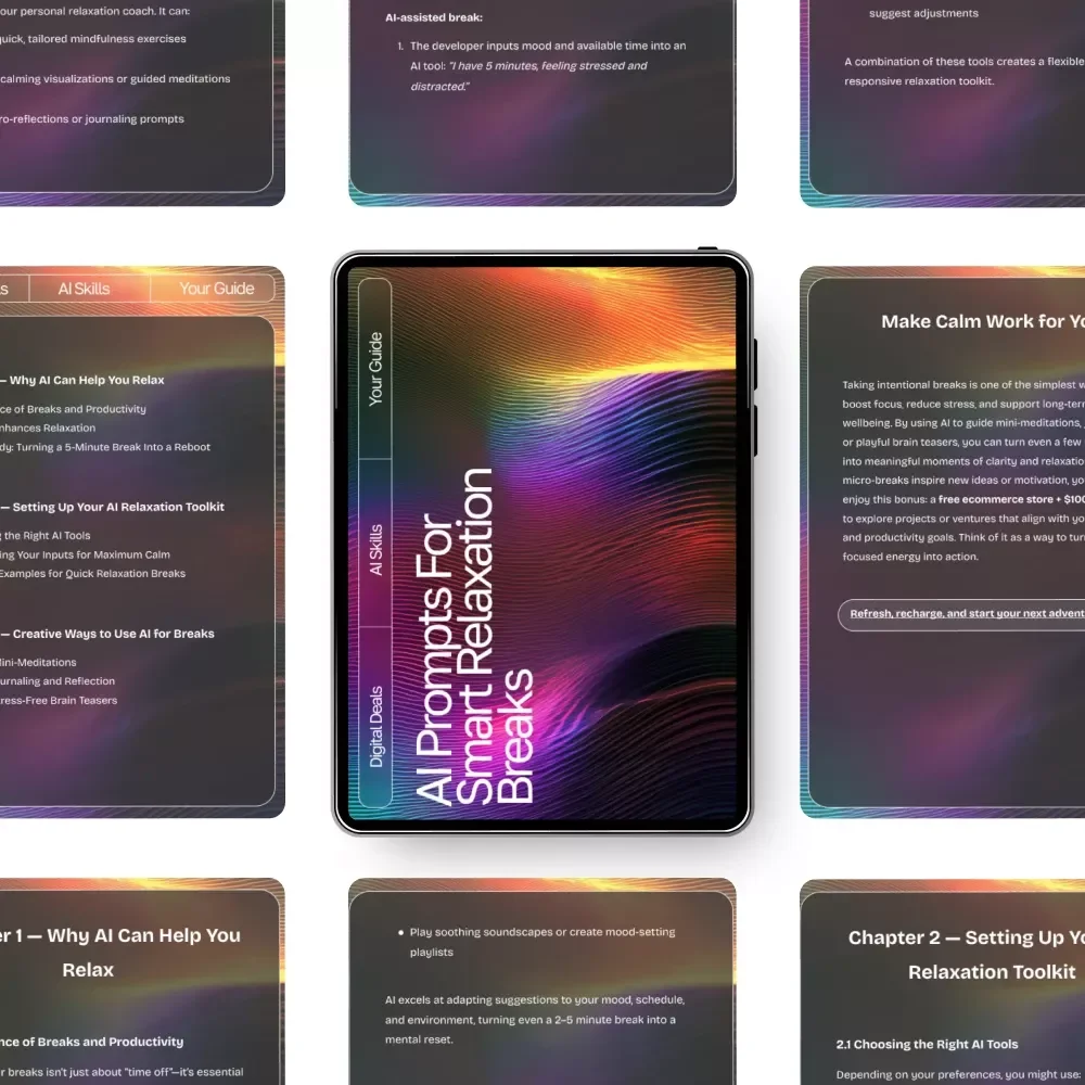 AI Prompts for Smart Relaxation Breaks — Digital Guide for Stress-Free Productivity, Wellness Boost, Mindful Workday Pauses, and Instant Calm | ai prompts for relaxation breaks
