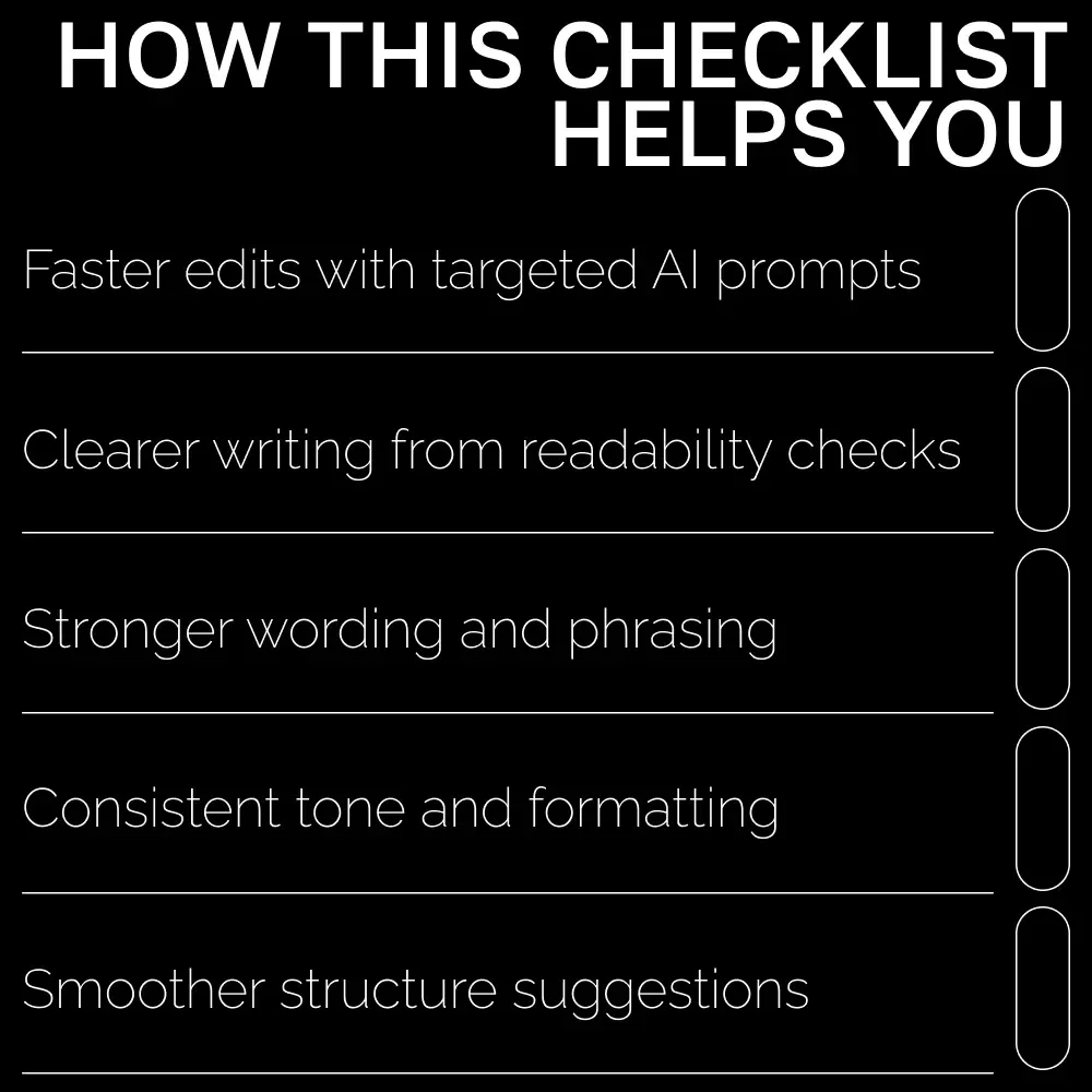AI Help for Editing Long Texts | Editable Checklist for Writers, Bloggers & Students | Digital Download Writing Aid
