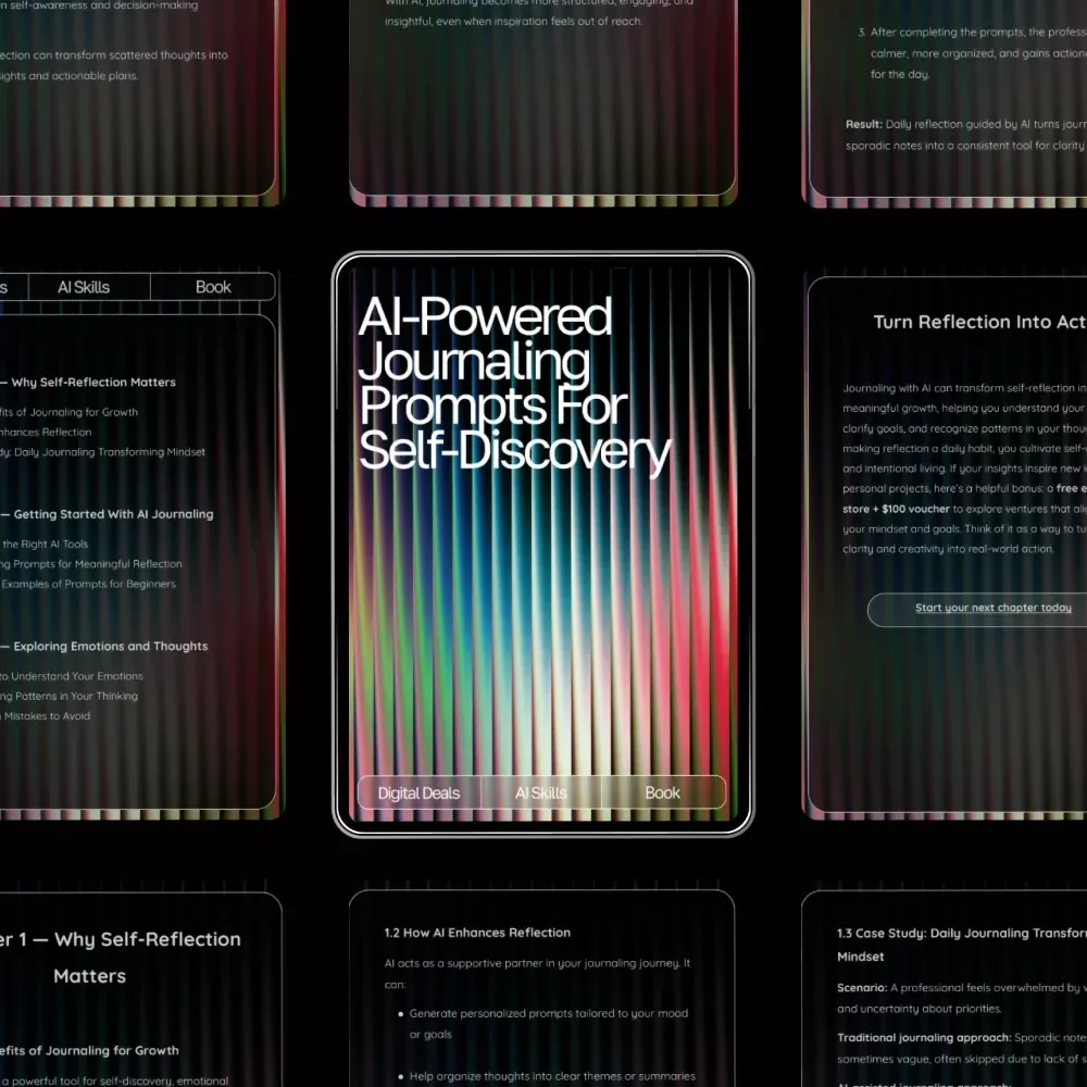 AI-Powered Journaling Prompts for Self-Discovery | Guided eBook for Personal Growth, journaling prompts for self-reflection with ai, Digital Mindset & Reflection Workbook, Self-Awareness Printable & Instant Download