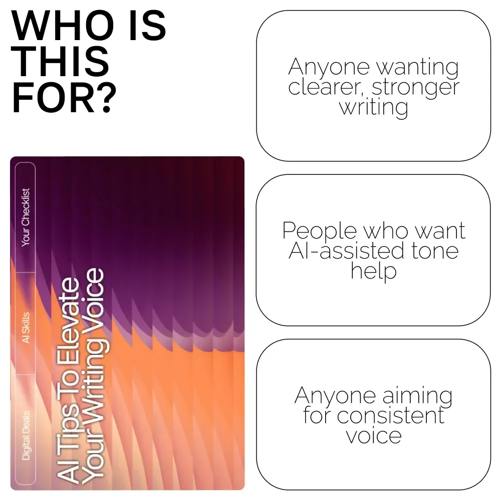 AI Tips to Elevate Your Writing Voice | Editable Writing Tone Checklist | Digital Download for Writers & Creators | ai tips for improving writing tone | Tone & Style Guide