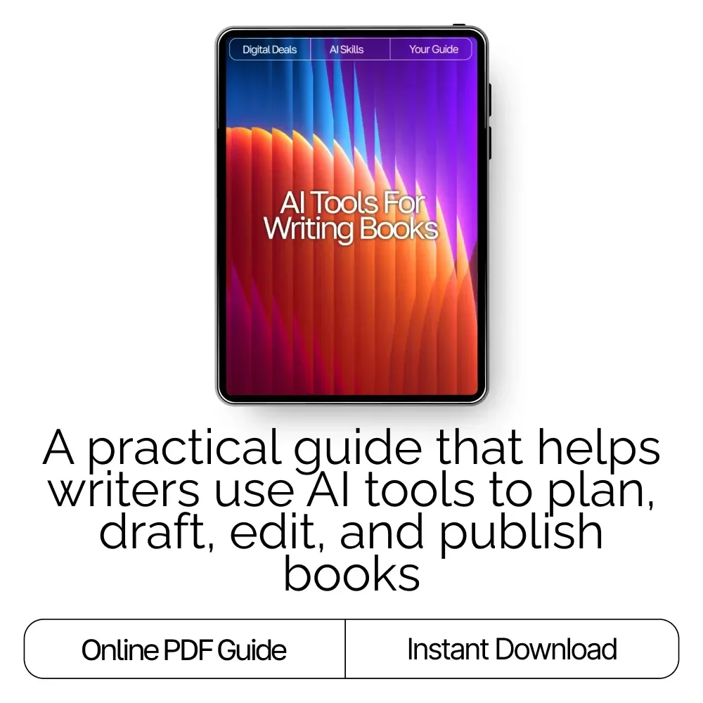 AI Tools for Writing Books Guide – How to Use AI to Write a Book, Author Workflow Planner, Digital Writing Guide for Faster Book Creation, Instant Download