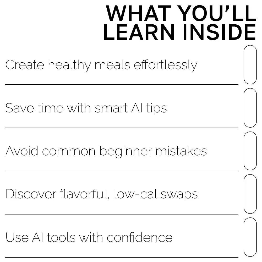 Easy AI Healthy Recipes for Beginners | Healthy Recipe AI Suggestions for Beginners | Printable Guide, Digital Download, eBook, Cooking Checklist
